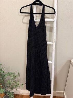 A New Day Black Halter Maxi Dress - Elegant Knit Detail